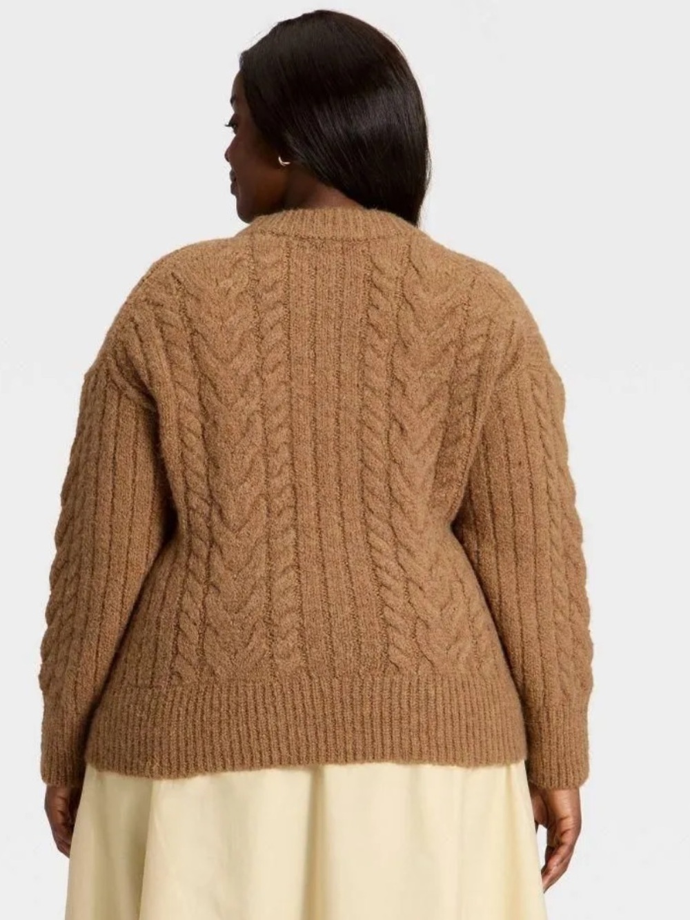 a new day Cable Knit Crew Sweater - Camel Brown - Picture 2 of 3